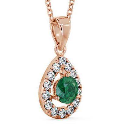 Halo Emerald and Diamond 1.22ct Pendant 18K Rose Gold GEMPNT1_RG_EM_THUMB1 