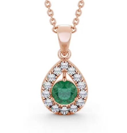 Halo Emerald and Diamond 1.22ct Pendant 18K Rose Gold GEMPNT1_RG_EM_THUMB1