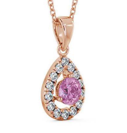 Halo Pink Sapphire and Diamond 1.47ct Pendant 18K Rose Gold GEMPNT1_RG_PS_THUMB1 