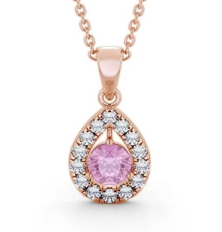 Halo Pink Sapphire and Diamond 1.47ct Pendant 9K Rose Gold GEMPNT1_RG_PS_THUMB1