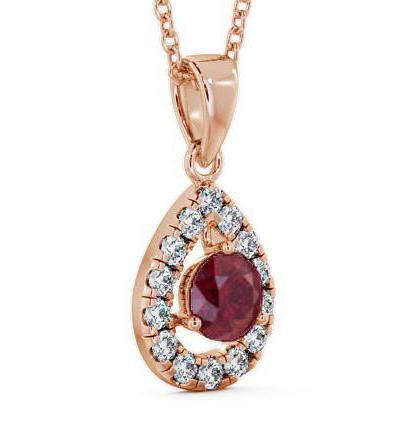 Halo Ruby and Diamond 1.47ct Pendant 18K Rose Gold GEMPNT1_RG_RU_THUMB1 