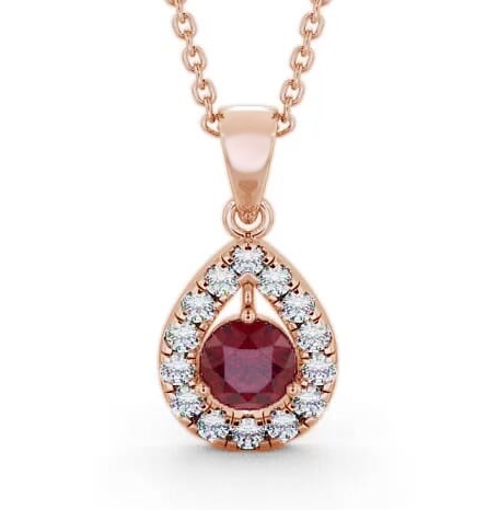 Halo Ruby and Diamond 1.47ct Pendant 18K Rose Gold GEMPNT1_RG_RU_THUMB2 