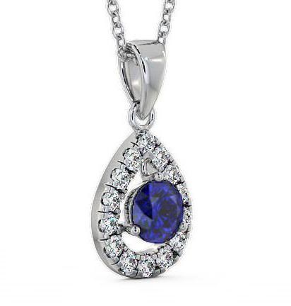 Halo Blue Sapphire and Diamond 1.47ct Pendant 9K White Gold GEMPNT1_WG_BS_THUMB1 