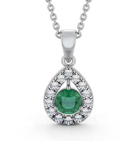 Halo Emerald and Diamond 1.22ct Pendant 18K White Gold GEMPNT1_WG_EM_THUMB1