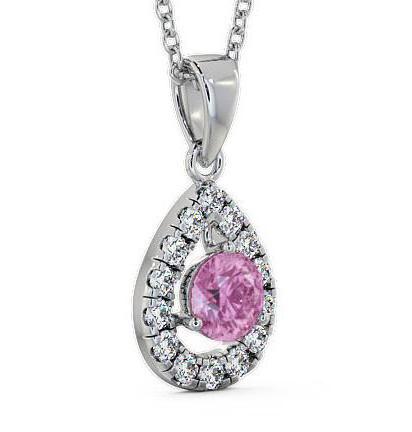 Halo Pink Sapphire and Diamond 1.47ct Pendant 18K White Gold GEMPNT1_WG_PS_THUMB1 