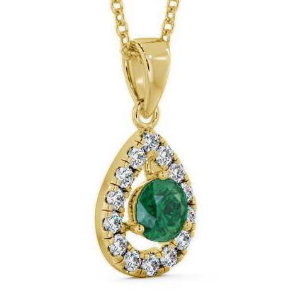 Halo Emerald and Diamond 1.22ct Pendant 18K Yellow Gold GEMPNT1_YG_EM_THUMB1 
