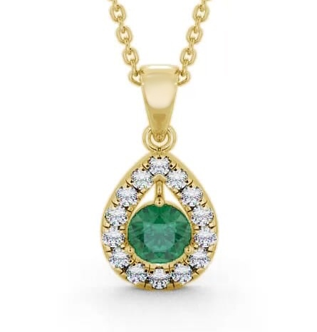 Halo Emerald and Diamond 1.22ct Pendant 9K Yellow Gold GEMPNT1_YG_EM_THUMB1