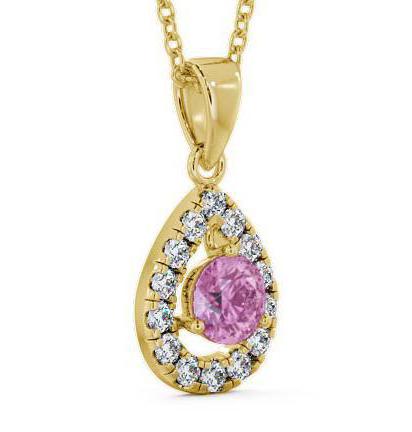 Halo Pink Sapphire and Diamond 1.47ct Pendant 18K Yellow Gold GEMPNT1_YG_PS_THUMB1 