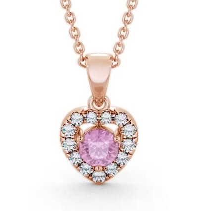 Halo Pink Sapphire and Diamond 0.90ct Pendant 18K Rose Gold GEMPNT2_RG_PS_THUMB1