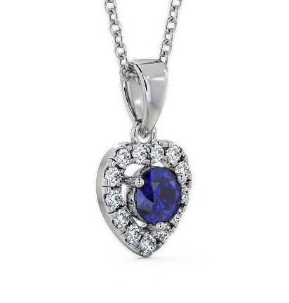 Halo Blue Sapphire and Diamond 0.90ct Pendant 9K White Gold GEMPNT2_WG_BS_THUMB1 