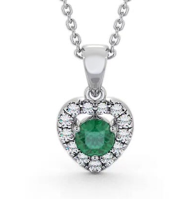 Halo Emerald and Diamond 0.73ct Pendant 9K White Gold GEMPNT2_WG_EM_THUMB1