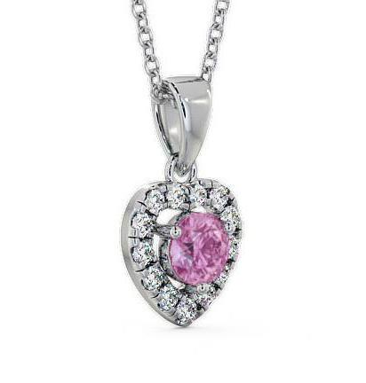 Halo Pink Sapphire and Diamond 0.90ct Pendant 9K White Gold GEMPNT2_WG_PS_THUMB1 