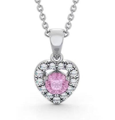 Halo Pink Sapphire and Diamond 0.90ct Pendant 9K White Gold GEMPNT2_WG_PS_THUMB1
