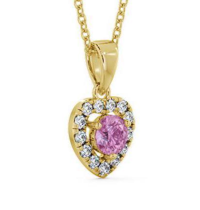Halo Pink Sapphire and Diamond 0.90ct Pendant 18K Yellow Gold GEMPNT2_YG_PS_THUMB1 