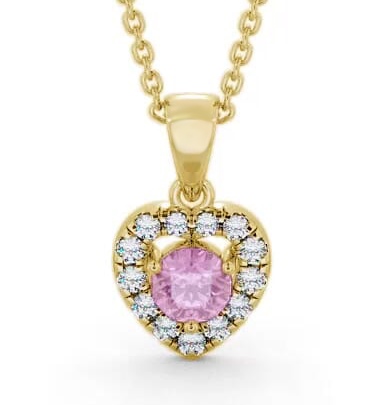 Halo Pink Sapphire and Diamond 0.90ct Pendant 18K Yellow Gold GEMPNT2_YG_PS_THUMB1