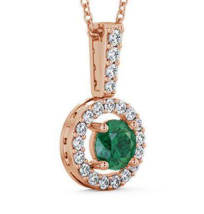 Halo Emerald and Diamond 1.25ct Pendant 18K Rose Gold GEMPNT3_RG_EM_THUMB1 