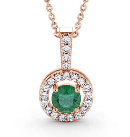 Halo Emerald and Diamond 1.25ct Pendant 18K Rose Gold GEMPNT3_RG_EM_THUMB1
