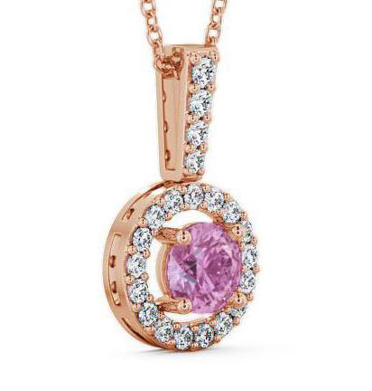 Halo Pink Sapphire and Diamond 1.50ct Pendant 9K Rose Gold GEMPNT3_RG_PS_THUMB1 