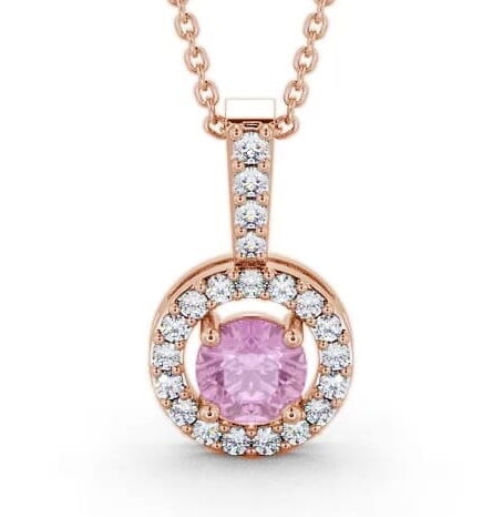 Halo Pink Sapphire and Diamond 1.50ct Pendant 9K Rose Gold GEMPNT3_RG_PS_THUMB1