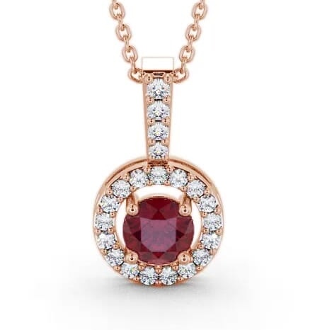 Halo Ruby and Diamond 1.50ct Pendant 18K Rose Gold GEMPNT3_RG_RU_THUMB2 