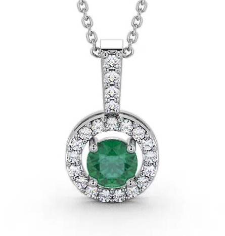 Halo Emerald and Diamond 1.25ct Pendant 18K White Gold GEMPNT3_WG_EM_THUMB1