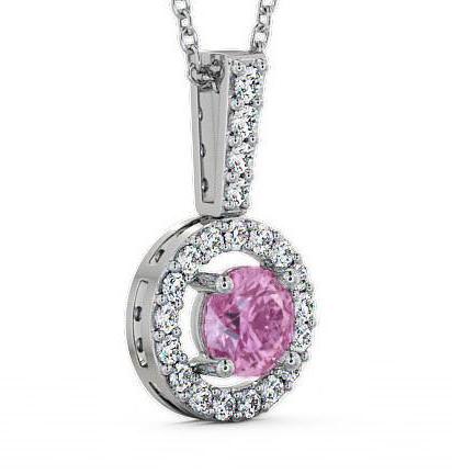 Halo Pink Sapphire and Diamond 1.50ct Pendant 9K White Gold GEMPNT3_WG_PS_THUMB1 