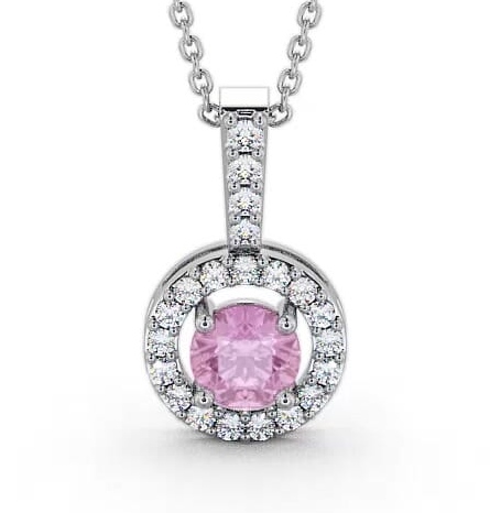 Halo Pink Sapphire and Diamond 1.50ct Pendant 9K White Gold GEMPNT3_WG_PS_THUMB1