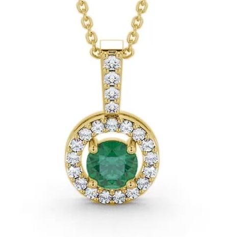 Halo Emerald and Diamond 1.25ct Pendant 18K Yellow Gold GEMPNT3_YG_EM_THUMB1
