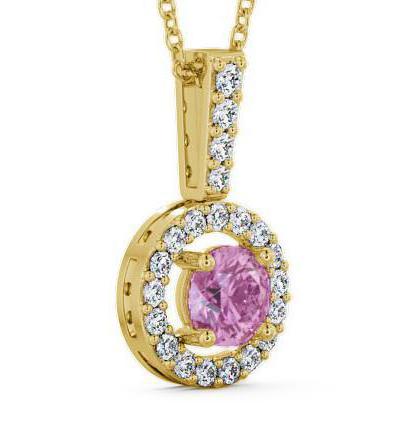 Halo Pink Sapphire and Diamond 1.50ct Pendant 18K Yellow Gold GEMPNT3_YG_PS_THUMB1 