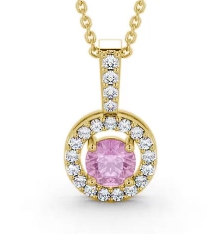 Halo Pink Sapphire and Diamond 1.50ct Pendant 9K Yellow Gold GEMPNT3_YG_PS_THUMB1