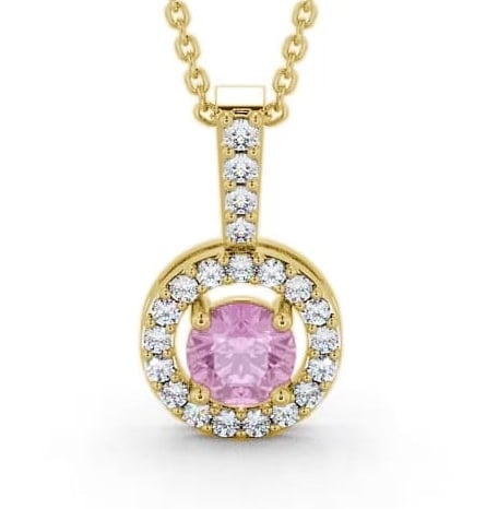 Halo Pink Sapphire and Diamond 1.50ct Pendant 18K Yellow Gold GEMPNT3_YG_PS_THUMB2 