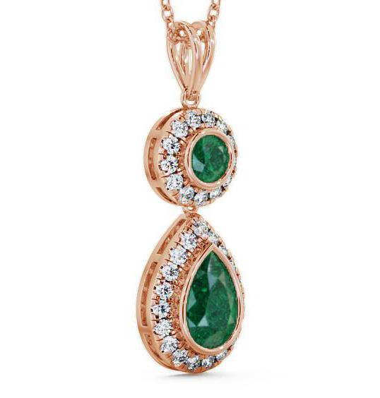 Drop Style Emerald and Diamond 1.60ct Pendant 18K Rose Gold GEMPNT4_RG_EM_THUMB1 