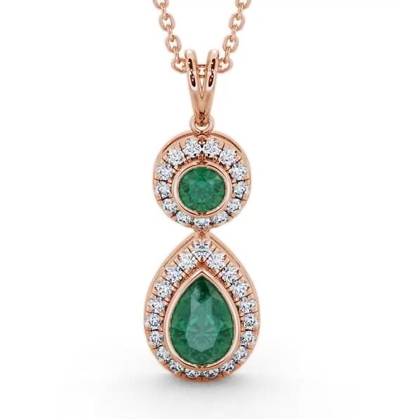 Drop Style Emerald and Diamond 1.60ct Pendant 18K Rose Gold GEMPNT4_RG_EM_THUMB1