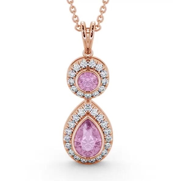 Drop Style Pink Sapphire and Diamond 1.82ct Pendant 18K Rose Gold GEMPNT4_RG_PS_THUMB1