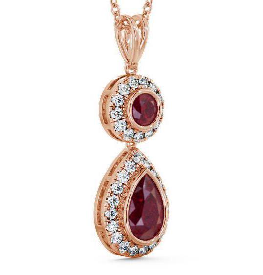 Drop Style Ruby and Diamond 1.82ct Pendant 18K Rose Gold GEMPNT4_RG_RU_THUMB1 