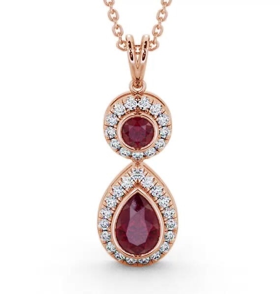 Drop Style Ruby and Diamond 1.82ct Pendant 18K Rose Gold GEMPNT4_RG_RU_THUMB2 