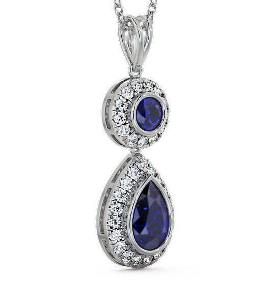 Drop Style Blue Sapphire and Diamond 1.82ct Pendant 18K White Gold GEMPNT4_WG_BS_THUMB1 