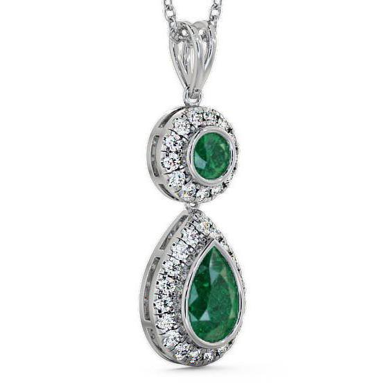 Drop Style Emerald and Diamond 1.60ct Pendant 18K White Gold GEMPNT4_WG_EM_THUMB1 