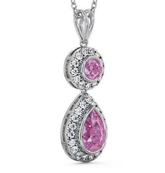 Drop Style Pink Sapphire and Diamond 1.82ct Pendant 9K White Gold GEMPNT4_WG_PS_THUMB1 