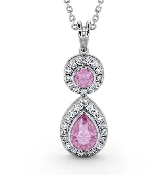 Drop Style Pink Sapphire and Diamond 1.82ct Pendant 18K White Gold GEMPNT4_WG_PS_THUMB2 