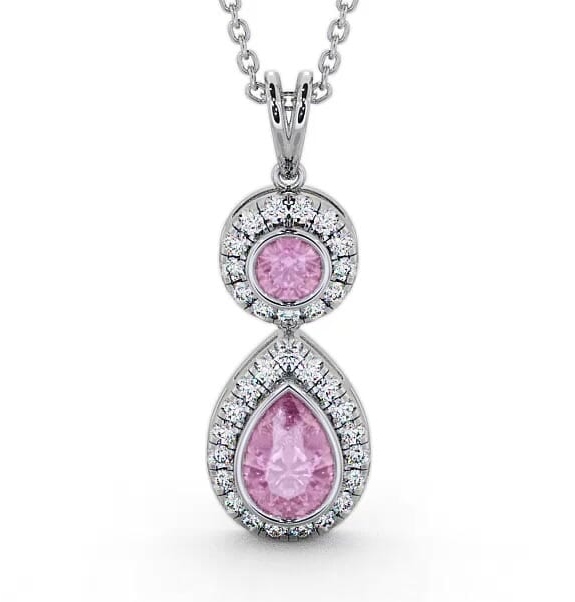 Drop Style Pink Sapphire and Diamond 1.82ct Pendant 18K White Gold GEMPNT4_WG_PS_THUMB1