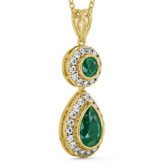 Drop Style Emerald and Diamond 1.60ct Pendant 18K Yellow Gold GEMPNT4_YG_EM_THUMB1 