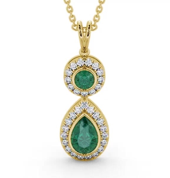 Drop Style Emerald and Diamond 1.60ct Pendant 18K Yellow Gold GEMPNT4_YG_EM_THUMB1