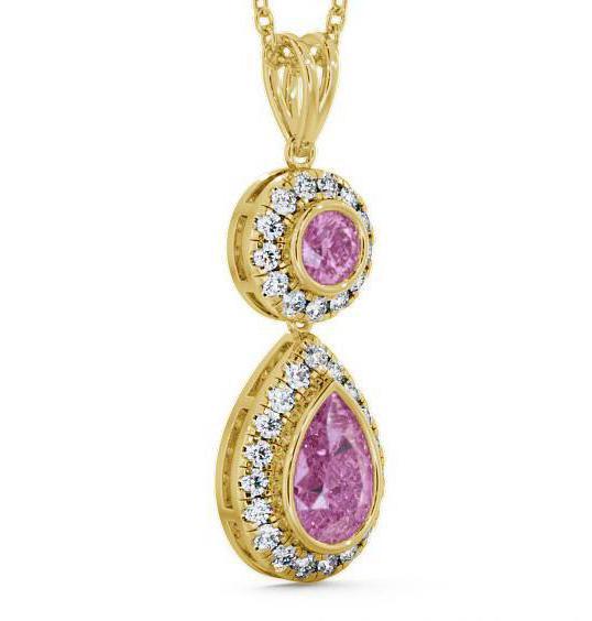 Drop Style Pink Sapphire and Diamond 1.82ct Pendant 9K Yellow Gold GEMPNT4_YG_PS_THUMB1 