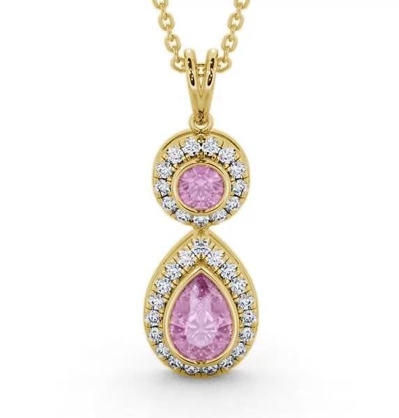 Drop Style Pink Sapphire and Diamond 1.82ct Pendant 18K Yellow Gold GEMPNT4_YG_PS_THUMB2 