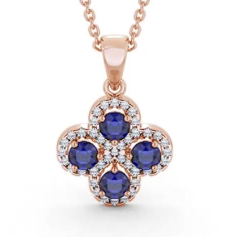 Cluster Blue Sapphire and Diamond 1.05ct Pendant 18K Rose Gold GEMPNT5_RG_BS_THUMB1