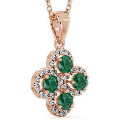 Cluster Emerald and Diamond 0.93ct Pendant 18K Rose Gold GEMPNT5_RG_EM_THUMB1 