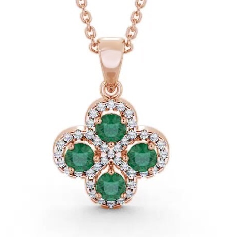 Cluster Emerald and Diamond 0.93ct Pendant 9K Rose Gold GEMPNT5_RG_EM_THUMB2 