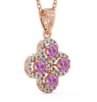 Cluster Pink Sapphire and Diamond 1.05ct Pendant 9K Rose Gold GEMPNT5_RG_PS_THUMB1 