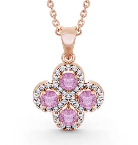 Cluster Pink Sapphire and Diamond 1.05ct Pendant 18K Rose Gold GEMPNT5_RG_PS_THUMB1